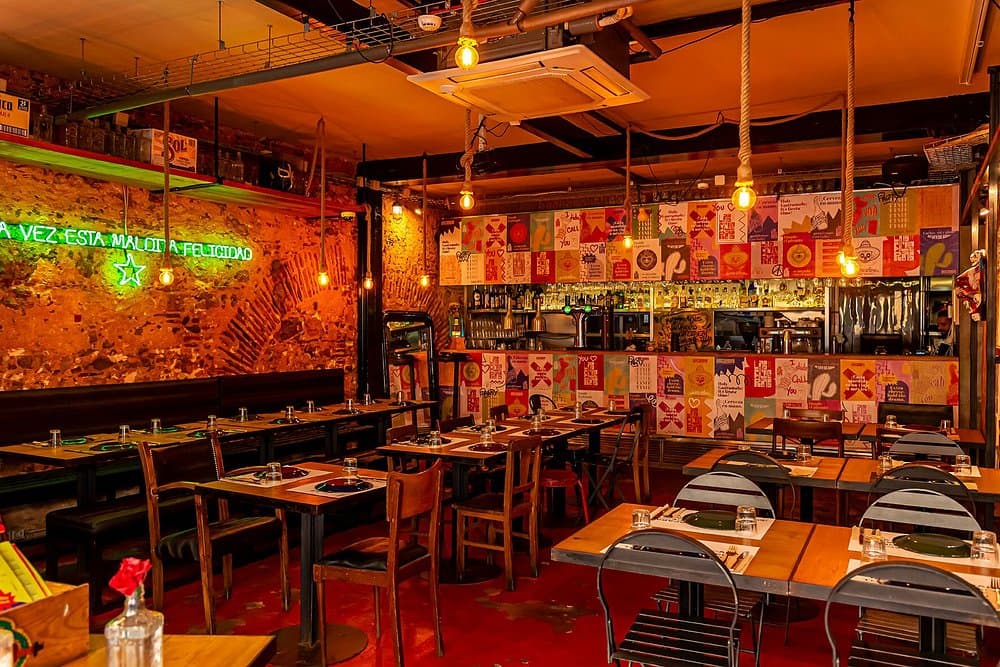The dining room at Las Ficheras on a busy night